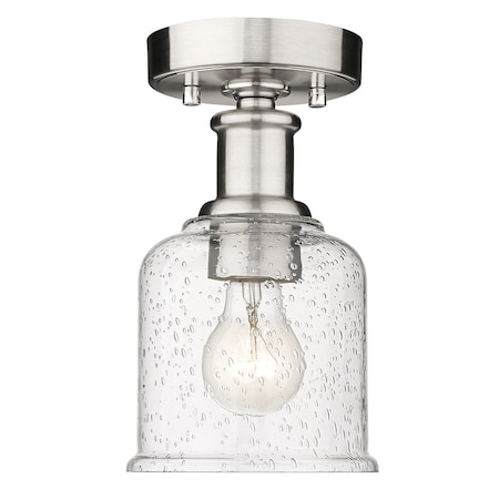 Z-Lite Bryant 1 Light Flush Mount, Brushed Nickel And Clear Seedy 734F1-BN